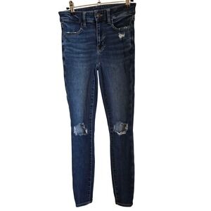 American Eagle Womens Distressed Ripped Knees Hi Rise Jeggngs